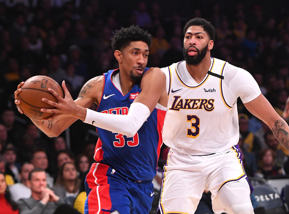 Detroit Pistons forward Christian Wood drives to the basket against Los Angeles Lakers forward Anthony Davis at Staples Centre in Los Angeles January 5, 2020. u00e2u20acu201d Jayne Kamin-Oncea-USA TODAY Sports pic via Reuters