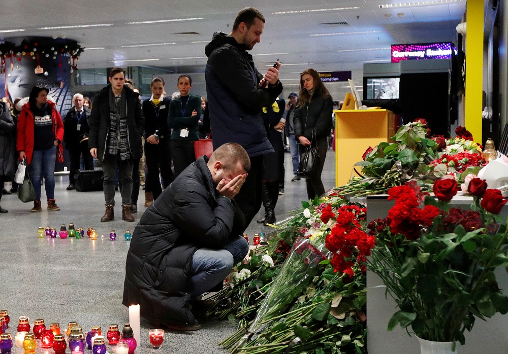 Relatives of the flight crew members of the Ukraine International Airlines Boeing 737-800 plane that crashed in Iran, mourn at a memorial at the Boryspil International airport outside Kiev January 8, 2020. u00e2u20acu201d Reuters pic