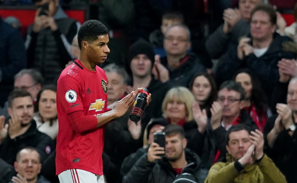Manchester United's Marcus Rashford applauds the fans as he is substituted during the match against Norwich City at Old Trafford in Manchester January 11, 2020. u00e2u20acu201d Reuters pic