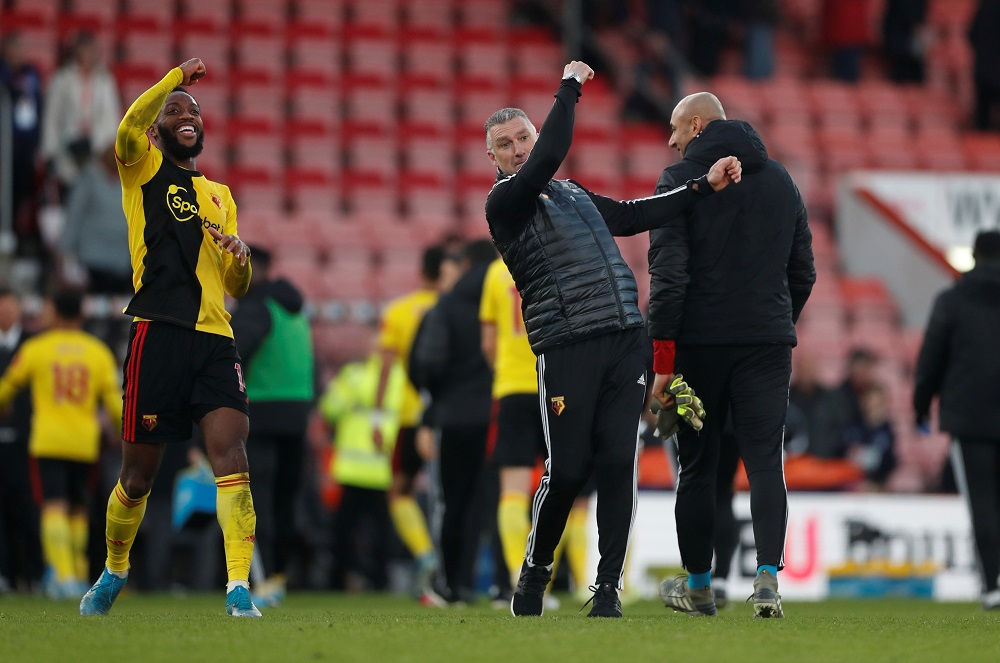 Watford manager Nigel Pearson celebrates at the end of the match against AFC Bournemouth at the Vitality Stadium in Bournemouth January 12, 2020. u00e2u20acu201d Action Images via Reuters