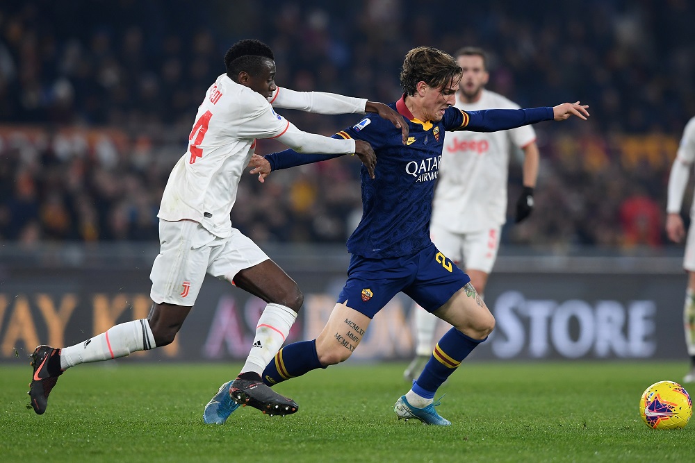 Juventus' Blaise Matuidi in action with AS Roma's Nicolo Zaniolo at Stadio Olimpico in Rome January 12, 2020. u00e2u20acu201d Reuters pic