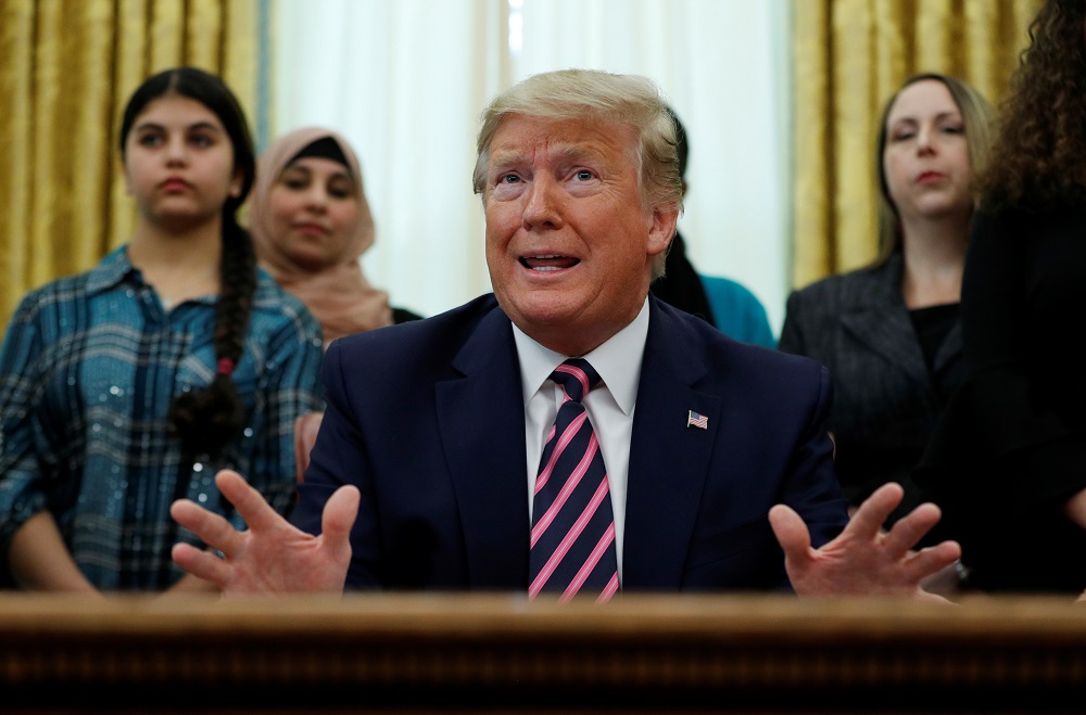 US President Donald Trump speaks during an event to announce new guidance on constitutional prayer in public schools inside the Oval Office at the White House in Washington January 16, 2020. u00e2u20acu201d Reuters pic