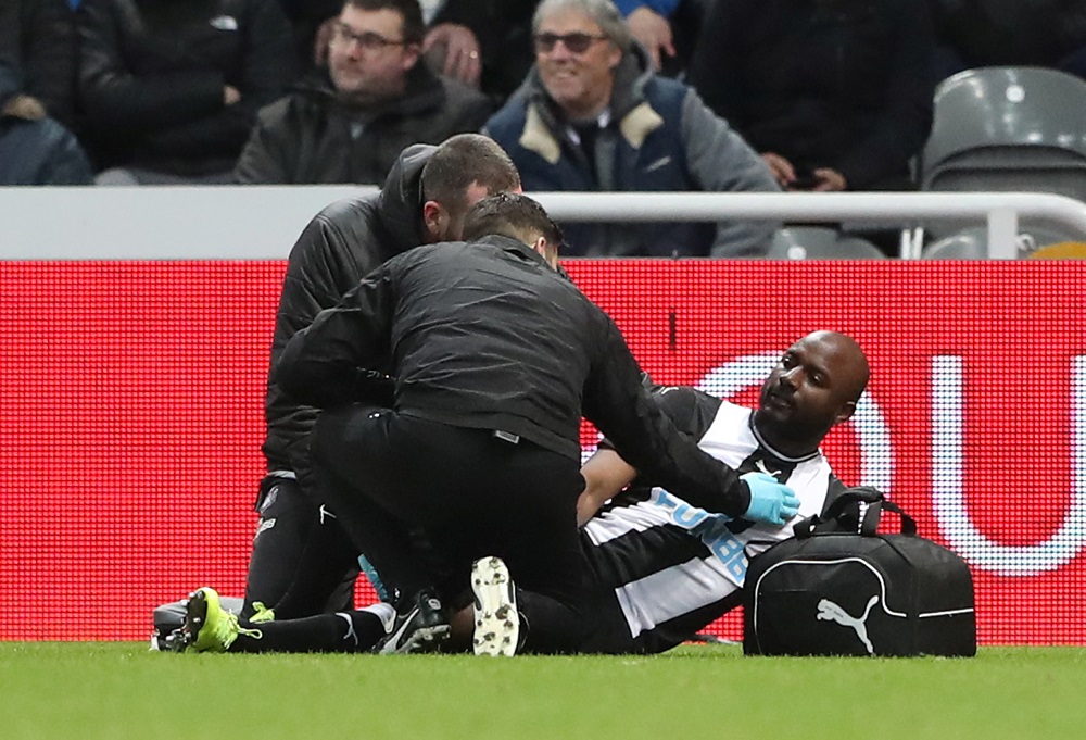 Newcastle United's Jetro Willems receives medical attention after sustaining an injury during the match against Chelsea at St Jamesu00e2u20acu2122 Park in Newcastle January 18, 2020. u00e2u20acu201d Reuters pic