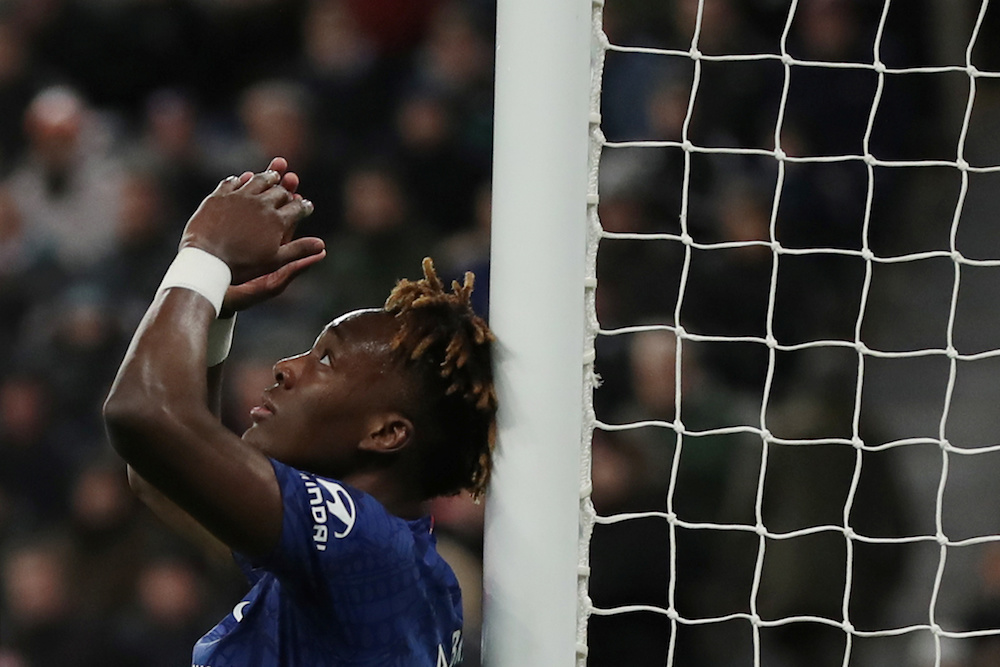 Chelseau00e2u20acu2122s Tammy Abraham reacts during the Premier League match with Newcastle United at St Jamesu00e2u20acu2122 Park in Newcastle January 18, 2020. u00e2u20acu201d Action Images pic via Reuters