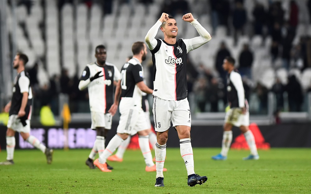 Juventus' Cristiano Ronaldo celebrates after the match against Parma at the Allianz Stadium in Turin January 19, 2020. u00e2u20acu201d Reuters pic