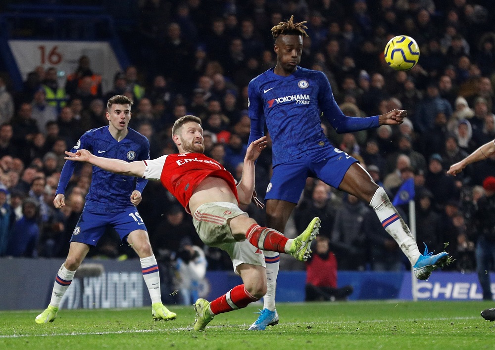 Arsenal's Shkodran Mustafi in action with Chelsea's Tammy Abraham at Stamford Bridge in London January 21, 2020. u00e2u20acu201d Reuters pic