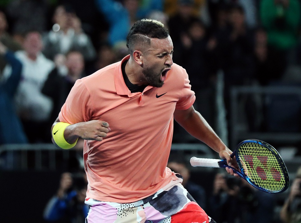 Nick Kyrgios celebrates winning the match against Gilles Simon during the Australian Open in Melbourne January 23, 2020. u00e2u20acu201d Reuters pic