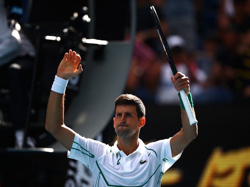 Novak Djokovic celebrates winning the match against Yoshihito Nishioka at the Australian Open in Melbourne, January 24, 2020. u00e2u20acu201d Reuters pic