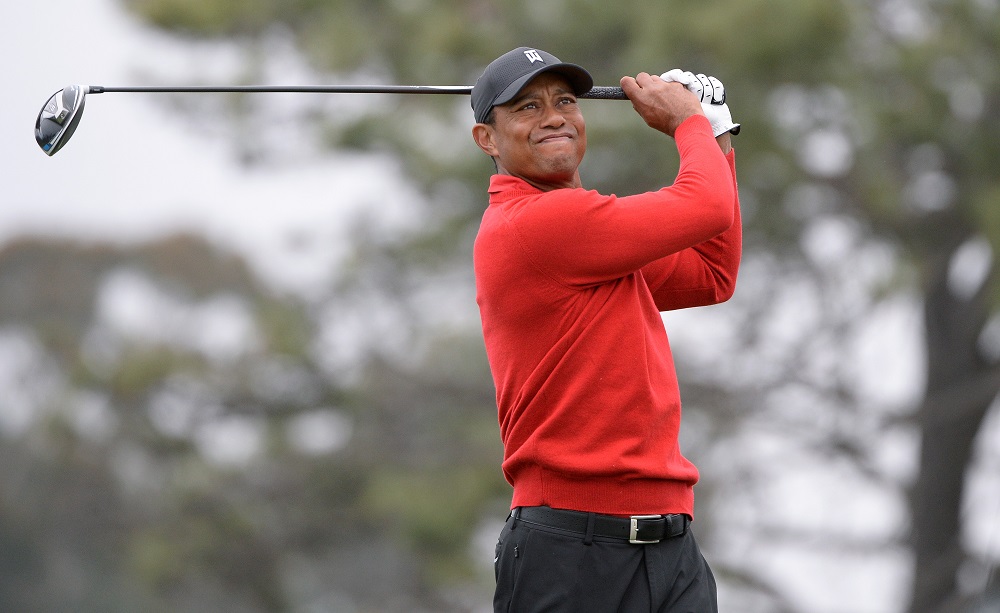 Tiger Woods plays his shot from the fifth tee during the final round of the Farmers Insurance Open golf tournament at Torrey Pines Municipal Golf Course in San Diego January 26, 2020. u00e2u20acu201d Picture by Orlando Ramirez-USA TODAY Sports via Reuters