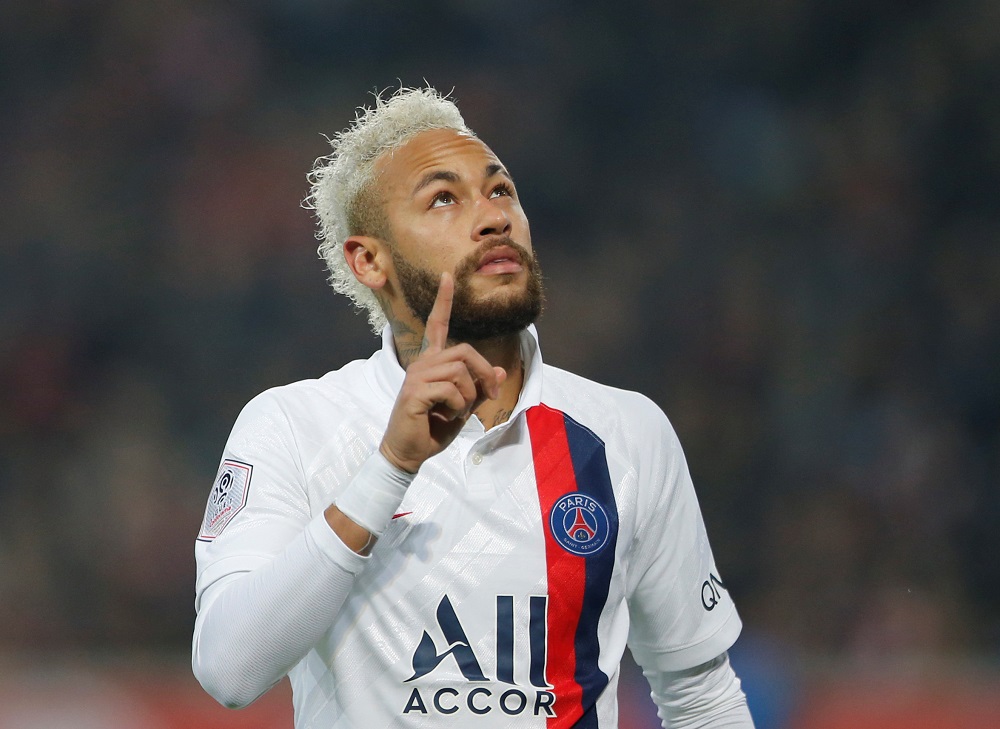Paris St Germain's Neymar celebrates scoring their second goal from the penalty spot during the match against Lille at the Stade Pierre-Mauroy in Lille January 26, 2020. u00e2u20acu201d Reuters pic
