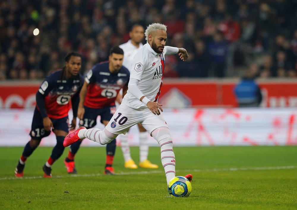 Paris St Germain's Neymar scores their second goal from the penalty spot during the match against Lille at the Stade Pierre-Mauroy in Lille January 26, 2020. u00e2u20acu201d Reuters pic
