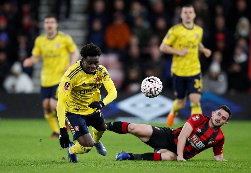 Arsenal's Bukayo Saka in action with Bournemouth's Lewis Cook during their FA Cup Fourth Round match at the Vitality Stadium in Bournemouth January 27, 2020. u00e2u20acu201d Reuters pic