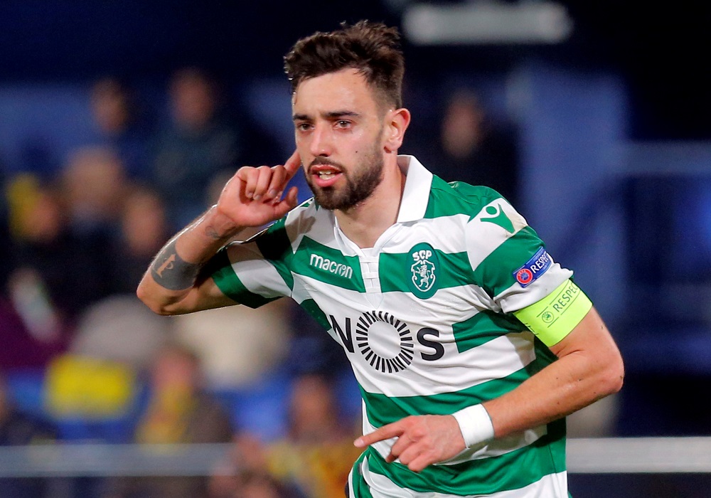Sportingu00e2u20acu2122s Bruno Fernandes celebrates scoring their first goal against Villarreal at the Estadio de la Ceramica in Villarreal February 21, 2019. u00e2u20acu201d Reuters pic