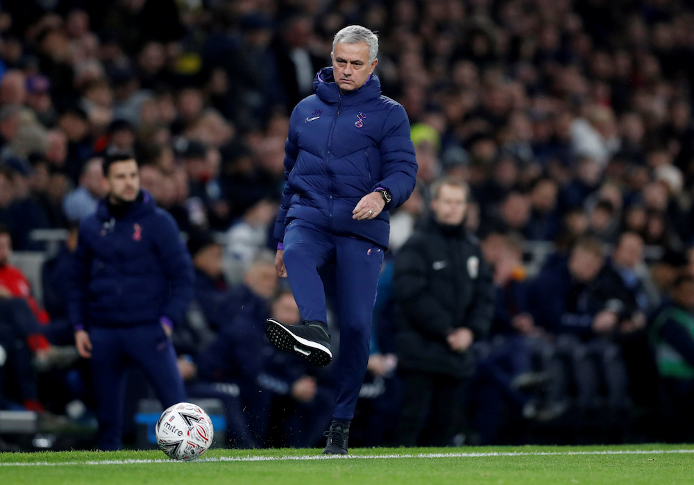 Tottenham Hotspur manager Jose Mourinho reacts during the FA Cup third-round replay with Middlesbrough at Tottenham Hotspur Stadium in London January 14, 2020. u00e2u20acu201d Action Images pic via Reuters