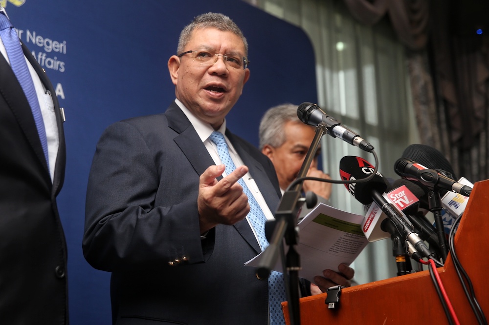Foreign Minister Datuk Saifuddin Abdullah gives a press conference at the Foreign Ministry in Putrajaya January 3, 2020. u00e2u20acu201d Picture by Choo Choy May