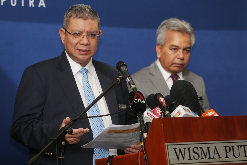 Foreign Minister Datuk Saifuddin Abdullah gives a press conference at the Foreign Ministry in Putrajaya January 3, 2020. u00e2u20acu201d Picture by Choo Choy May