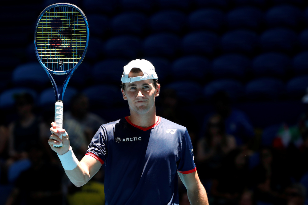 Norway's Casper Ruud celebrates winning his Group D singles match against Italy's Fabio Fognini January 5, 2020. u00e2u20acu201d Reuters pic