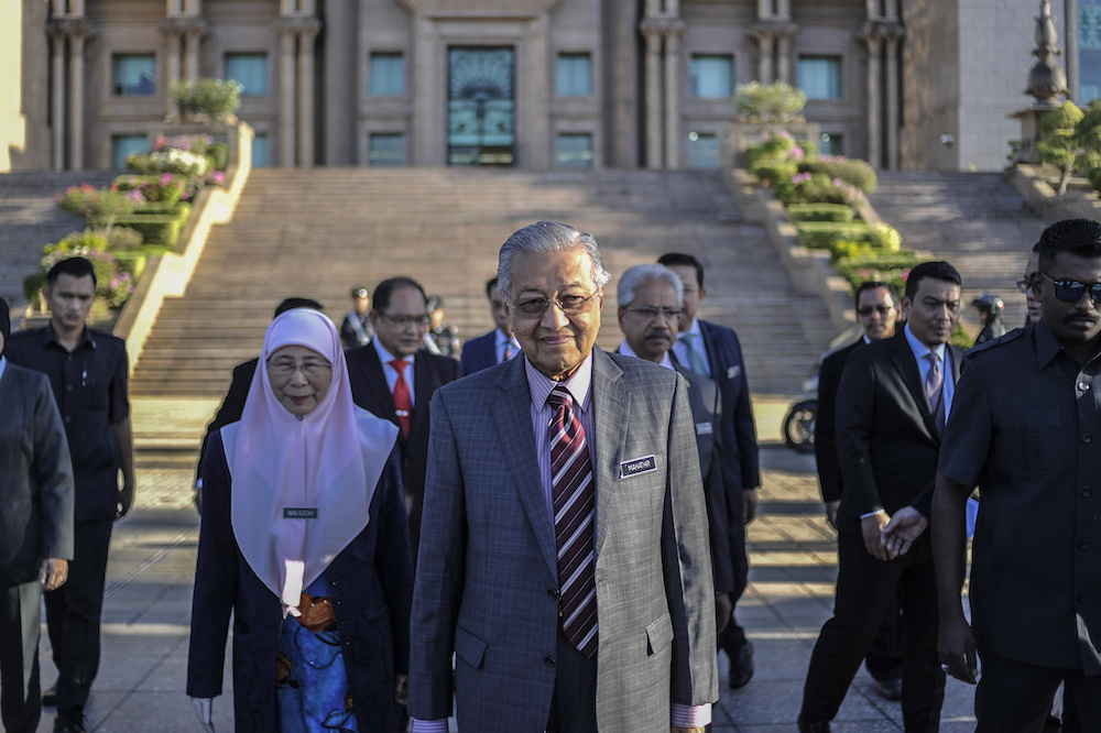 Prime Minister Tun Dr Mahathir Mohamad arrives for a monthly staff gathering at the Prime Ministeru00e2u20acu2122s Department in Putrajaya January 6, 2020. u00e2u20acu201d Picture by Shafwan Zaidon