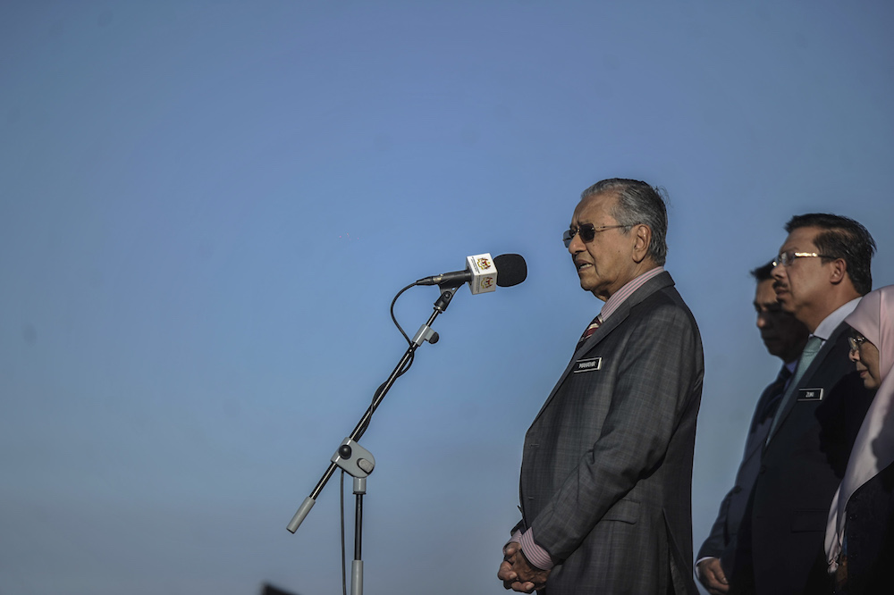 Prime Minister Tun Dr Mahathir Mohamad addresses a monthly staff gathering at the Prime Ministeru00e2u20acu2122s Department in Putrajaya January 6, 2020. u00e2u20acu201d Picture by Shafwan Zaidon