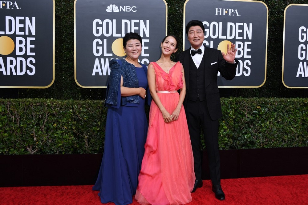(From left) South Korean actors  Lee Jeong-eun, Jo Yeo-jeong and Song Kang-ho arrive for the 77th annual Golden Globe Awards in California January 5, 2020. u00e2u20acu201d AFP-Relaxnews