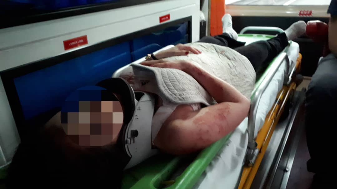 Ngiu was in a critical condition when the ambulance arrived as she suffered major damage to her spine. — Picture via Facebook/Ivan YM Chong. 