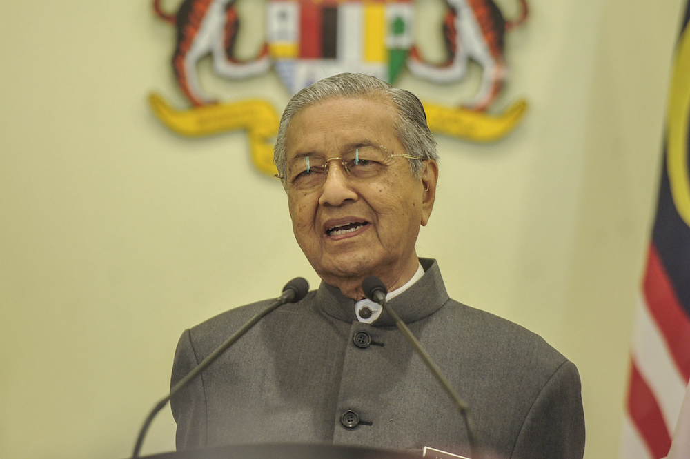 Prime Minister Tun Dr Mahathir Mohamad addresses a press conference in Putrajaya January 7, 2020. u00e2u20acu201d Picture by Shafwan Zaidon