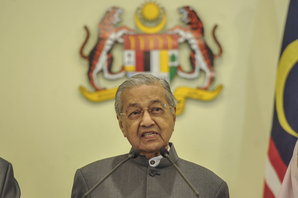 Prime Minister Tun Dr Mahathir Mohamad addresses a press conference in Putrajaya January 7, 2020. u00e2u20acu201d Picture by Shafwan Zaidon