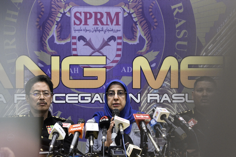 Malaysian Anti-Corruption Commission (MACC) chief commissioner Latheefa Koya speaks during a press conference at MACC headquarters in Putrajaya January 8, 2020. — Picture by Miera Zulyana