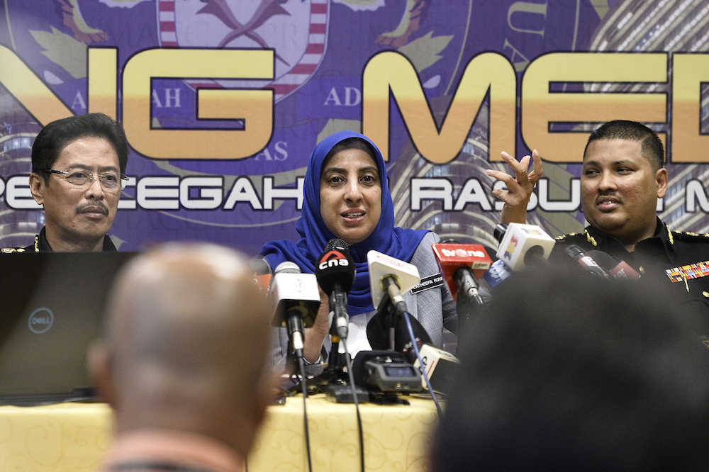 Malaysian Anti-Corruption Commission (MACC) chief commissioner Latheefa Koya speaks during a press conference at MACC headquarters in Putrajaya January 8, 2020. — Picture by Miera Zulyana