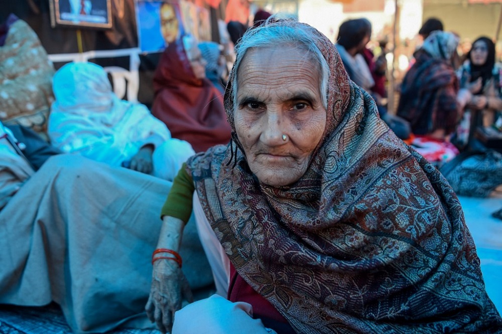 Muslim protester Noornissa, 75, rests during a sit-in protest in Shaheen Bagh area, near the Jamia Millia Islamia university in New Delhi January 6, 2020. u00e2u20acu201d AFP pic