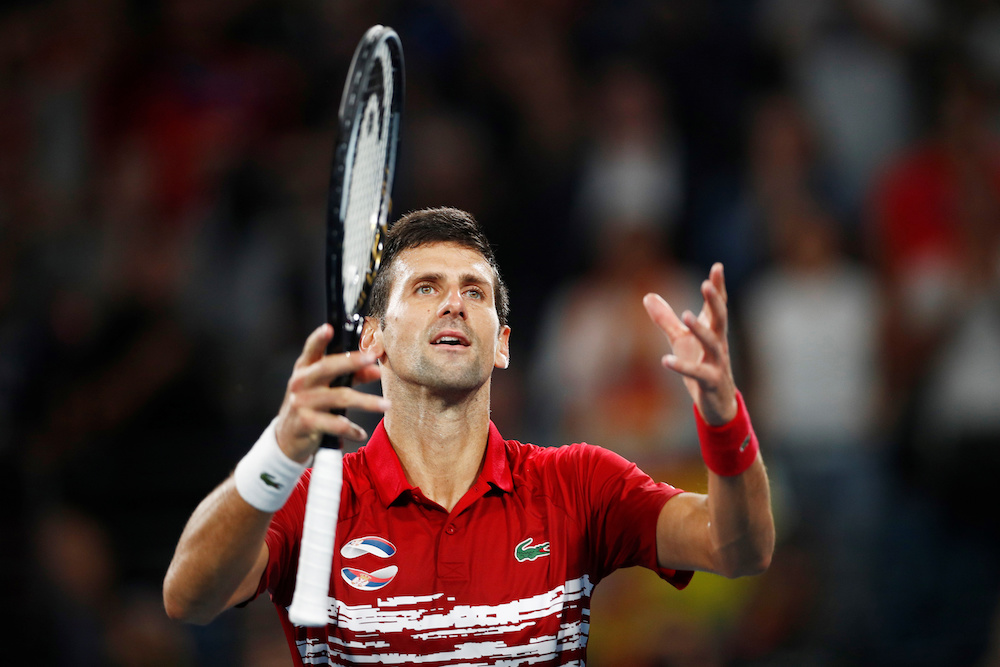 Novak Djokovic celebrates after winning his Final singles match against Spain's Rafael Nadal at the Ken Rosewall Arena, Sydney January 12, 2020. u00e2u20acu201d Reuters pic