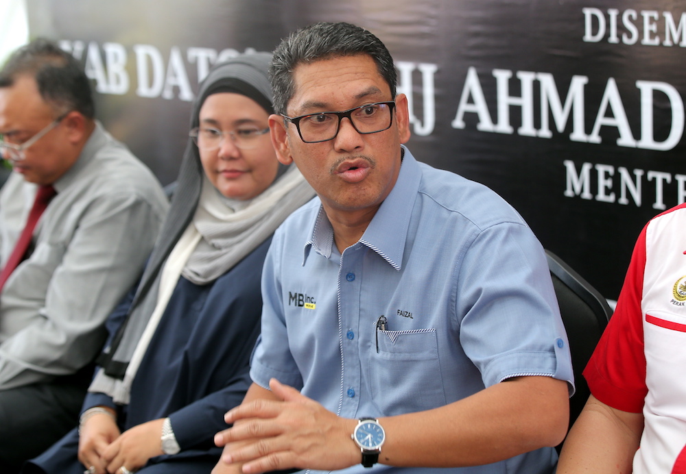 Perak Mentri Besar Datuk Seri Ahmad Faizal Azumu speaks to reporters after launching the sales of the Rumah Perakku housing project in Gopeng January 13, 2020. u00e2u20acu201d Picture by Farhan Najib