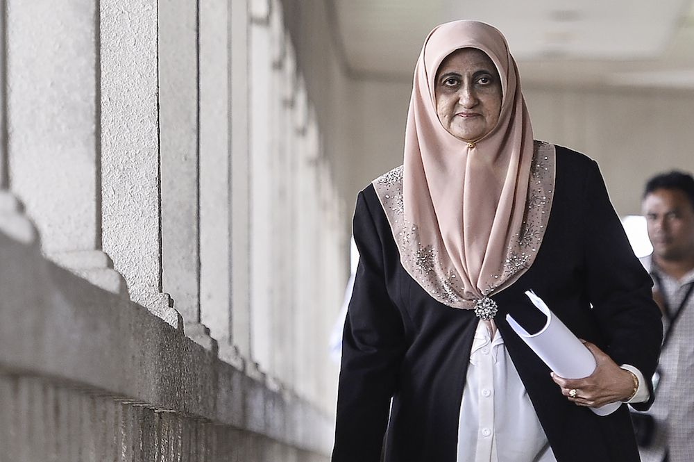 Saadatul Nafisah Bashir Ahmad leaves the Kuala Lumpur High Court January 13, 2020. — Picture by Miera Zulyana