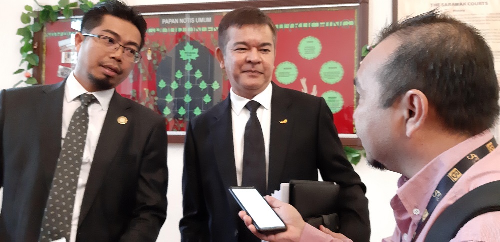 State Attorney General Datuk Talaat Mahmood Abdul Rashid (right) with his deputy, Safri Ali, talking to reporters in Kuching January 14, 2020. u00e2u20acu201d Picture by Sulok Tawie