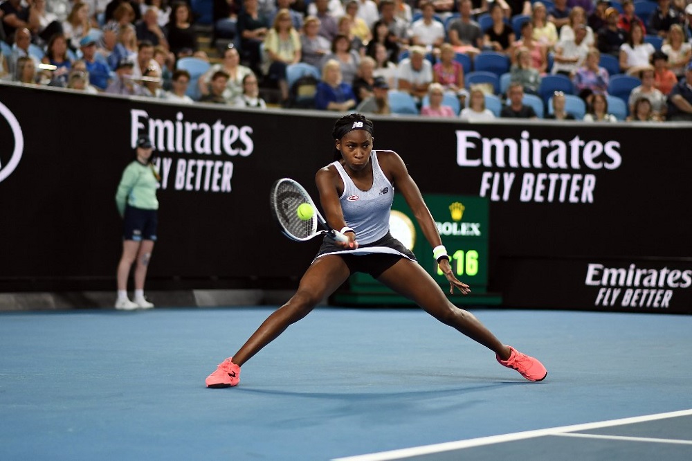 Coco Gauff hits a return against Venus Williams after their womenu00e2u20acu2122s singles match on day one of the Australian Open tennis tournament in Melbourne January 20, 2020. u00e2u20acu201d AFP pic