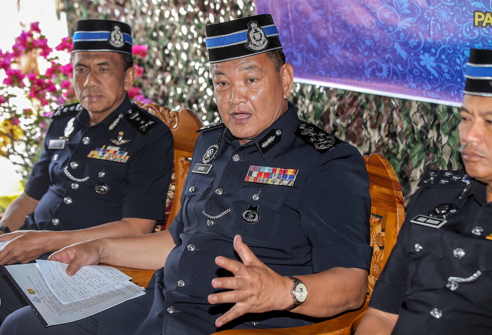 Inspector-General of Police Tan Sri Abdul Hamid Bador speaks to the press after presenting the Pingat Jasa Pahlawan Negara to former policemen at the Northern Brigade General Operations Force headquarters in Ulu Kinta January 21, 2020. u00e2u20acu201d Picture by Farh