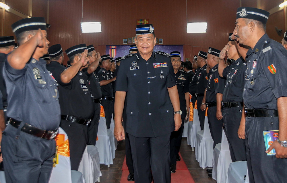 Inspector-General of Police Tan Sri Abdul Hamid Bador attends the Pingat Jasa Pahlawan Negara presentation ceremony at the Northern Brigade General Operations Force headquarters in Ulu Kinta January 21, 2020. u00e2u20acu201d Picture by Farhan Najib