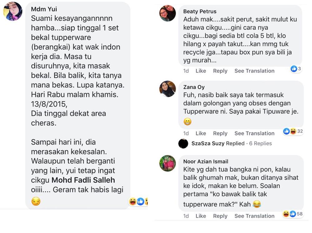 Social media users couldn’t contain themselves after reading about Fadli’s fear of his wife. — Screengrab via Facebook/Mohd Fadli Salleh. 