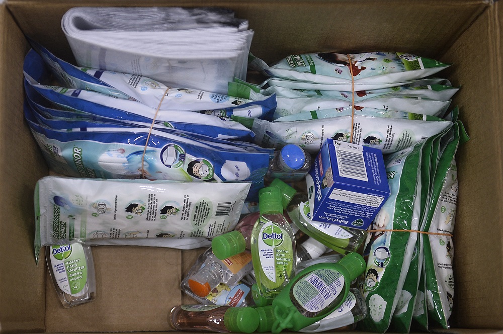 A box of assorted face masks and hand sanitisers are seen at a Pharmhouse Pharmacy outlet in Setia Alam January 28,2020. u00e2u20acu201d Picture by Miera Zulyana