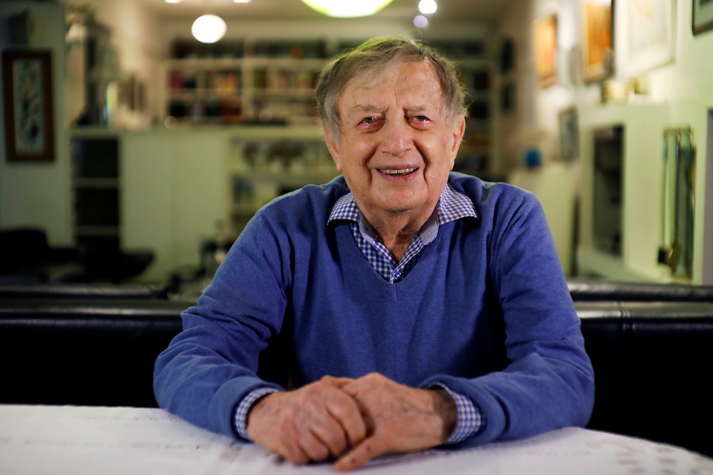 Holocaust survivor Avraham Harshalom, 95, smiles during an interview with Reuters at his home in Ramat Gan, Israel December 24, 2019. u00e2u20acu201d Reuters pic