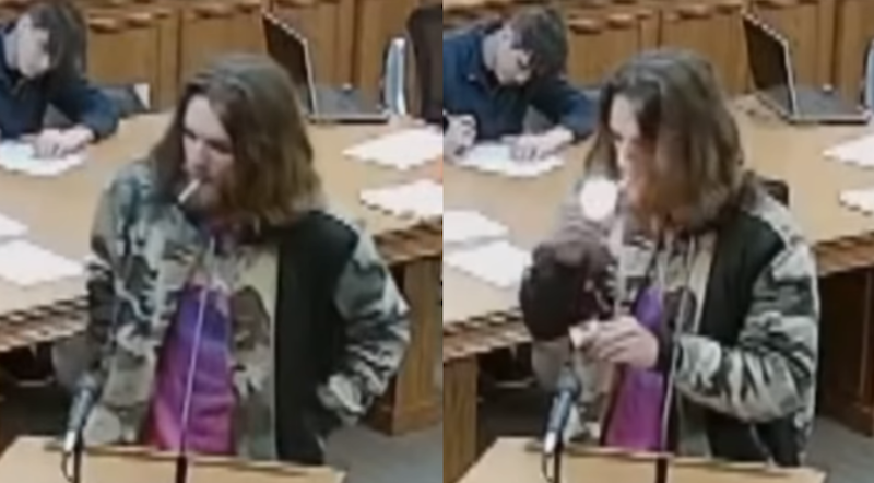 Spencer Boston, 20, was only going to be given a fine for being in possession of marijuana, but got slapped with a ten-day jail sentence for his antics. u00e2u20acu201d Screengrab via Youtube/News4 WSMV Nashville