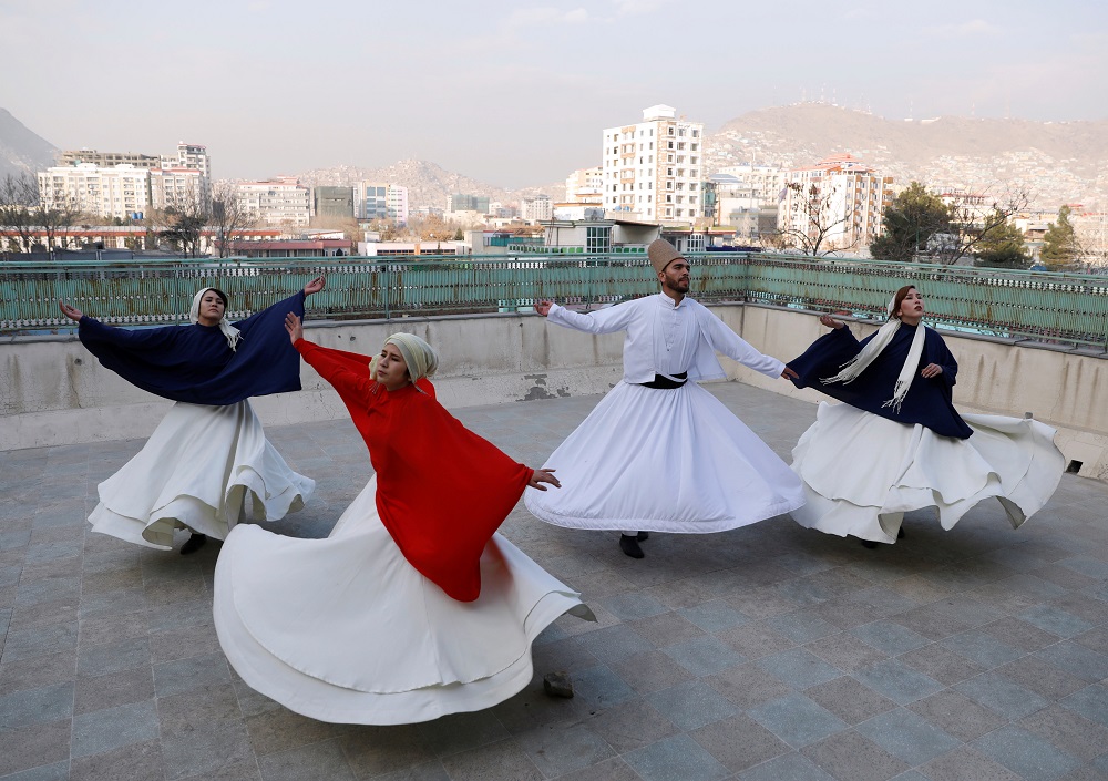 Fahima Mirzaie, 23, founder of a Sama Dance group dances with her teammates in Kabul, Afghanistan December 9, 2019. u00e2u20acu201d Reuters pic  