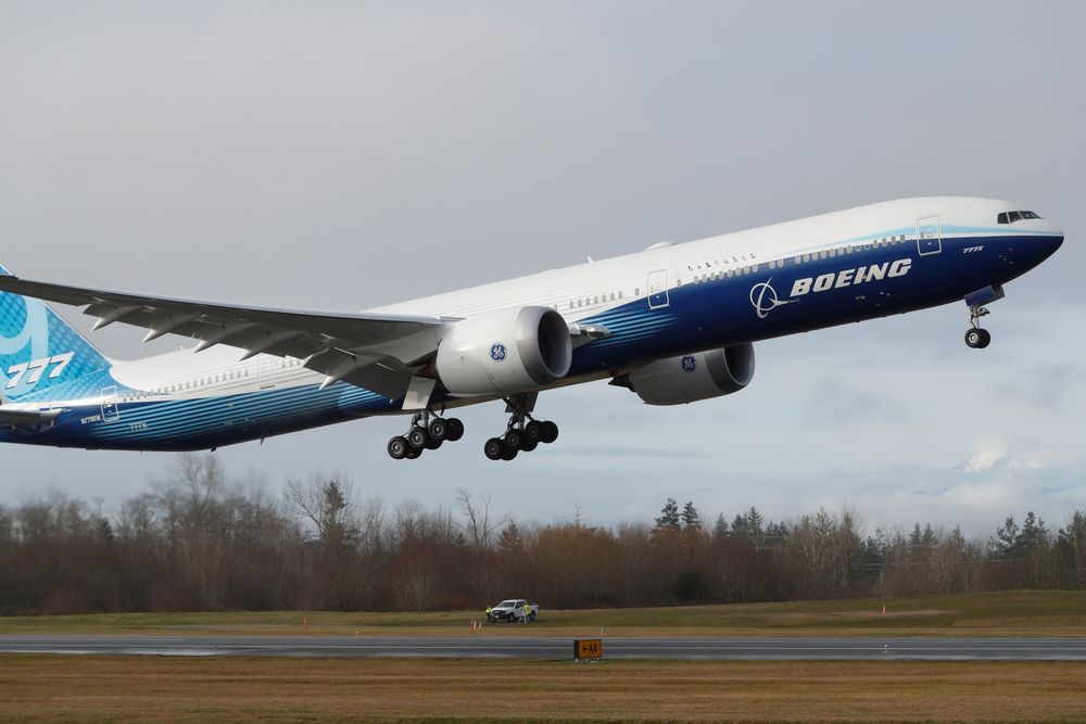 A Boeing 777X airplane takes off during its first test flight from the companyu00e2u20acu2122s plant in Everett, Washington, January 25, 2020. u00e2u20acu201d Reuters pic