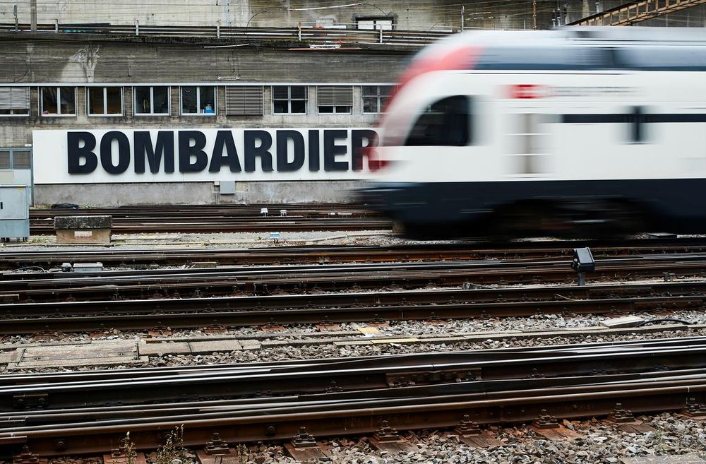 A Bombardier advertising board is pictured in front of a SBB CFF Swiss railway train at the station in Bern, Switzerland, October 24, 2019. u00e2u20acu201d Reuters pic