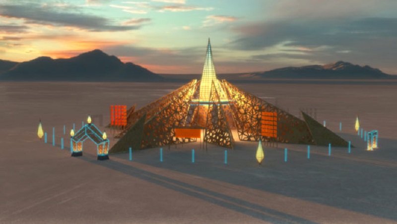 The pavilion, known as the Empyrean temple, will form the centerpiece of the festivalu00e2u20acu2122s temporary Black Rock City. u00e2u20acu201d Picture courtesy of Laurence u00e2u20acu02dcRenzou00e2u20acu2122 Verbeck and Sylvia Adrienne Lisse via AFP