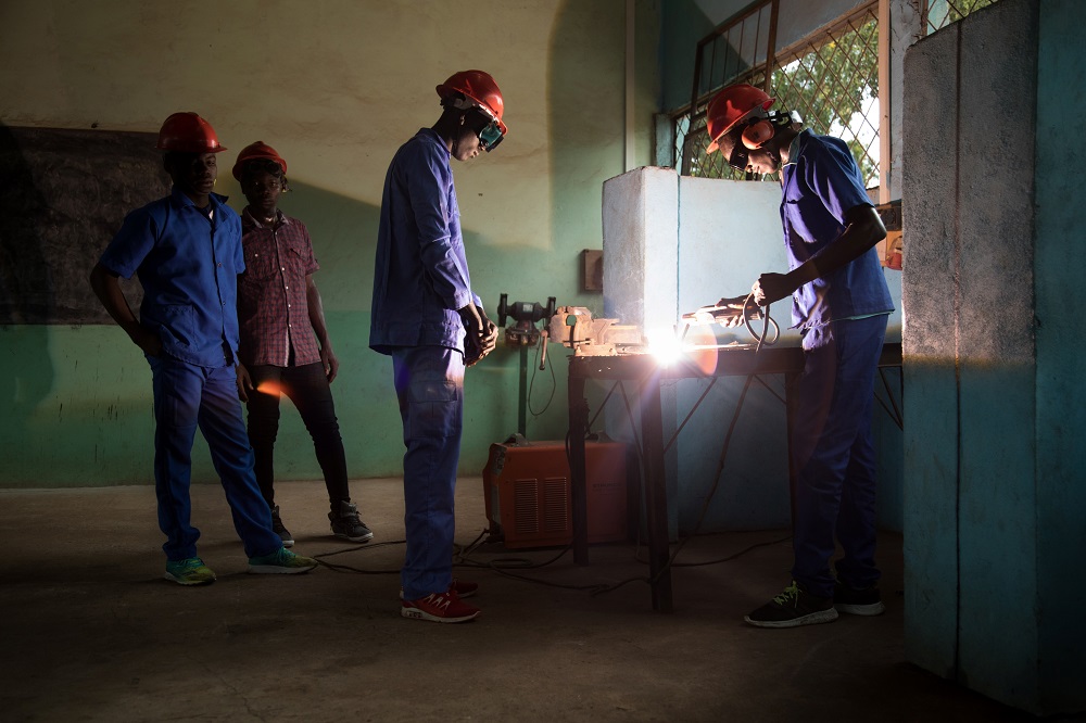 Former child soldiers learn to weld at the Don Bosco training centre in Bangui November 17, 2019. u00e2u20acu201d AFP pic        