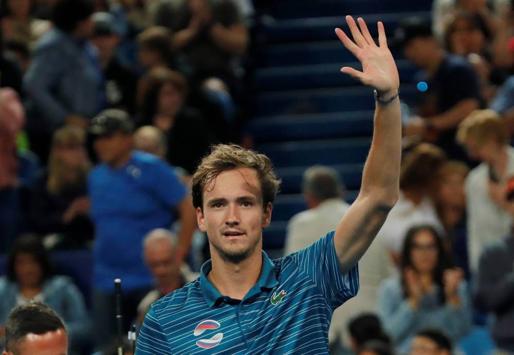 Russia's Daniil Medvedev celebrates winning his Group D singles match against Italy's Fabio Fognini, January 3, 2020. u00e2u20acu2022 Reuters pic