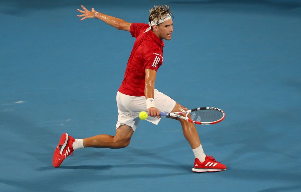 Austria's Dominic Thiem in action during his Group E singles match against Argentina's Diego Schwartzman January 6, 2020. u00e2u20acu201d Reuters pic