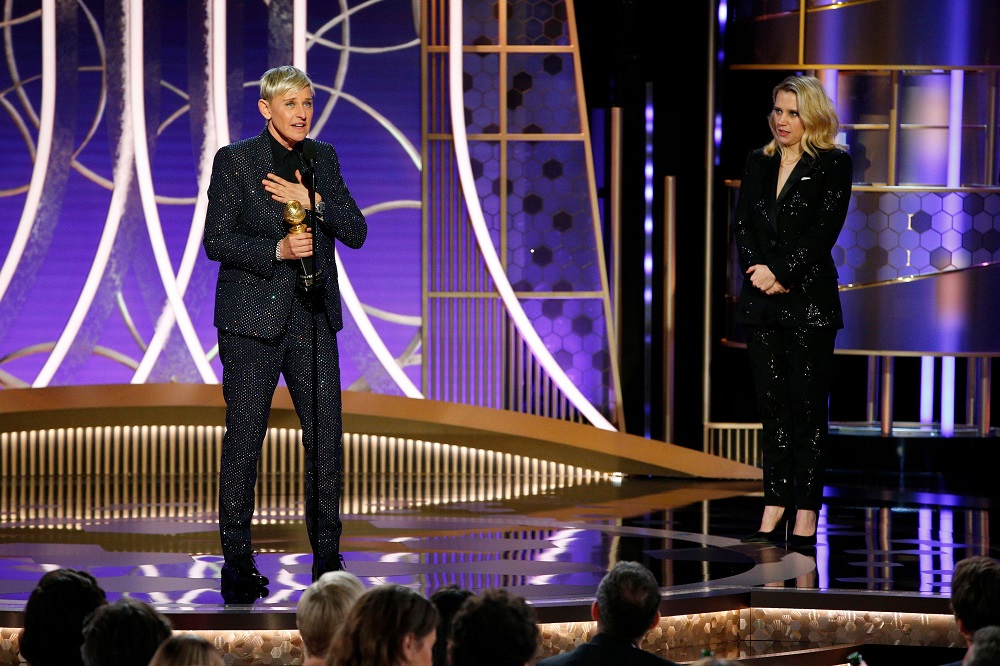 Ellen DeGeneres accepts the Carol Burnett TV Achievement Award at the 77th Golden Globe Awards in Beverly Hills, California January 5, 2020. u00e2u20acu201d Paul Drinkwater/NBC Universal/Handout via Reuters