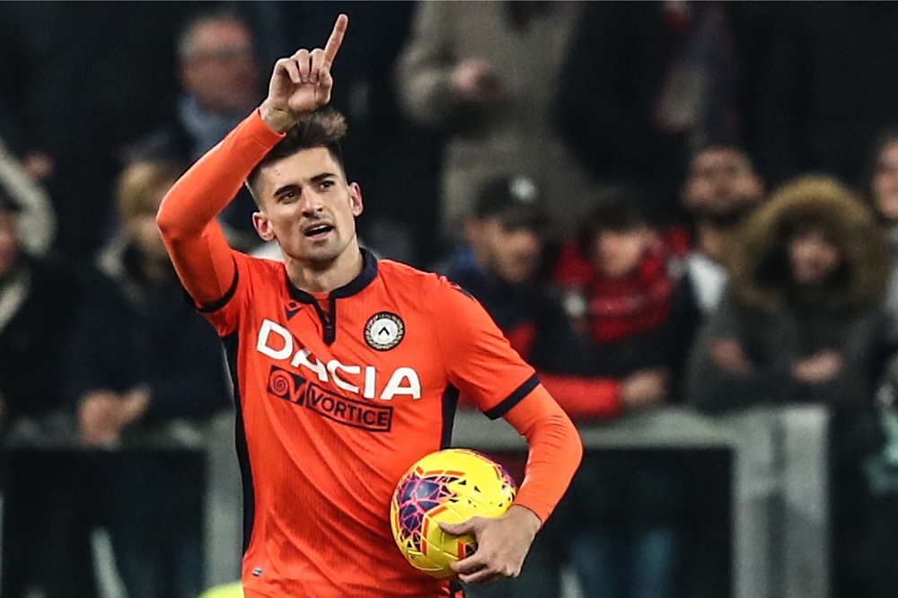 Udinese's Argentinian forward Ignacio Pussetto celebrates after scoring during the Italian Serie A match against Juventus at the Juventus Allianz stadium in Turin December 15, 2019. u00e2u20acu201d AFP pic